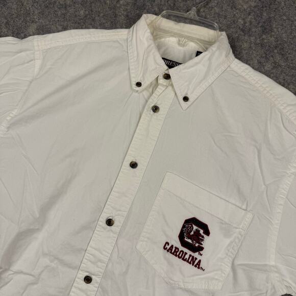 South Carolina Gamecocks Long Sleeve Button Front Shirt White Garnet Large 267 - Picture 2 of 8